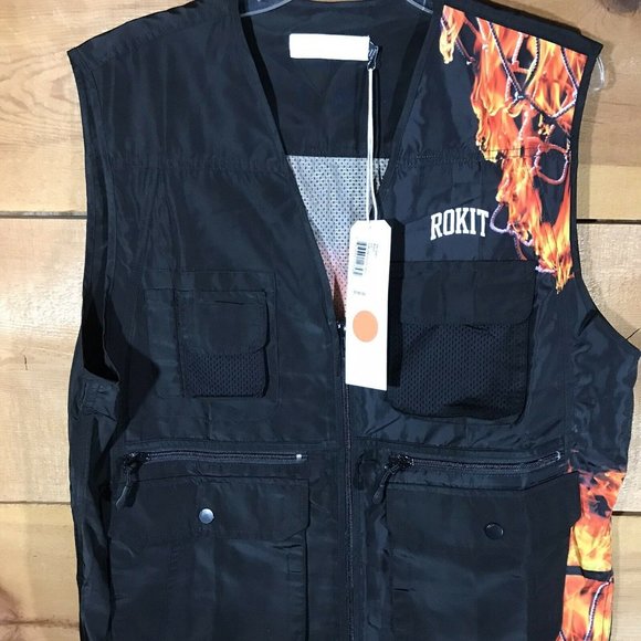 NWT Rokit Sublime Utility Vest Shirt Mens Size Large 391-8401 Pockets Fire Hoop - Picture 3 of 12